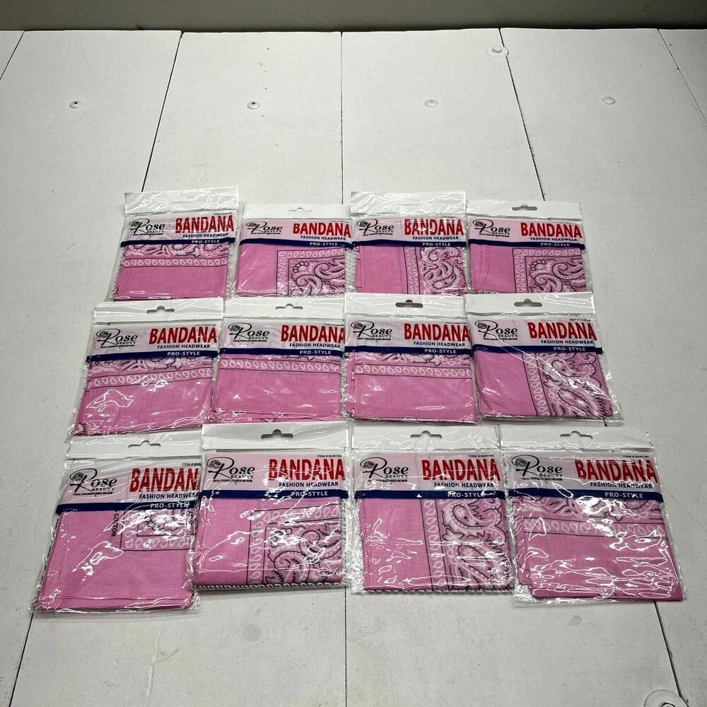 Rose Beauty Pink Pro-Style 12 Pack Bandana Unisex Adult One Size